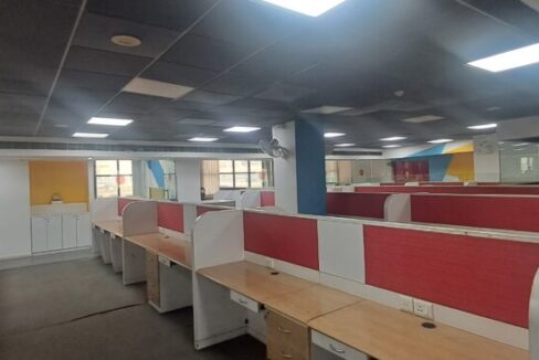 Modern commercial workspace layout comparing premium and budget infrastructure on Mathura Road.